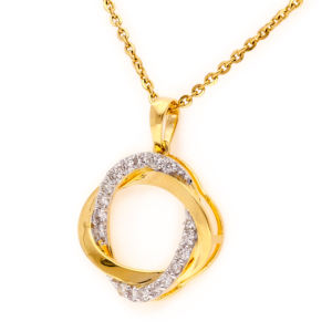 Collar con Colgante de Círculos Entrelazados con Diamantes para Mujer, Regalo de Boda - Product Image 2