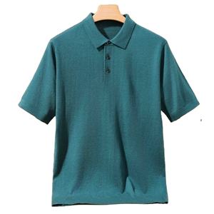 Jersey informal de verano para hombre de negocios 100% algodón para suéter de cuello POLO manga corta Camiseta de punto transpirable Top suelto sólido - Product Image 5