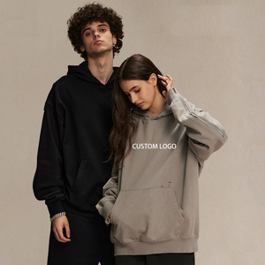 Sweat à capuche épais de haute qualité en coton surdimensionné 450 g/m² style streetwear en molleton bouclette écologique brodé personnalisé en relief - Product Image 1
