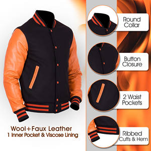 Personalizado bordado Varsity Vintage chaqueta de moda de los hombres chaqueta de tamaño regular CollegeBaseballjacket para menDDP Envío - Product Image 5