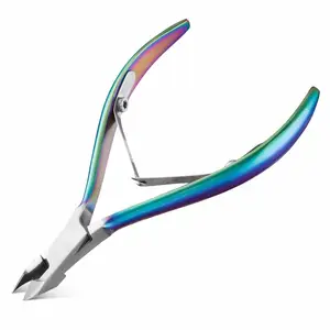 Premium multi colored cuticle nippers stainless steel double spring action manicure nail clippers