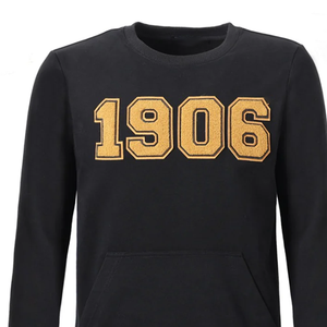 Sweat-shirt noir personnalisé Chenille brodé-Sweat à capuche lettre grecque à manches longues avec poche kangourou - Product Image 3