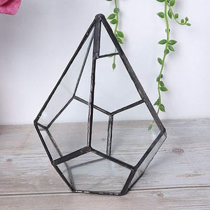 Meilleure vente Verre clair à revêtement noir Forme triangulaire Terrarium géométrique Plantes d'air en verre Décoration Plantes de mousse de jardin - Product Image 5