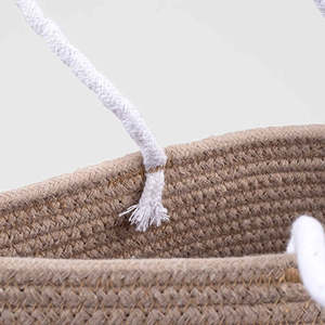 Jute Grey Oval Tote <b>Storage</b> <b>Basket</b> with Handles Stylish and Durable - Product Image 6