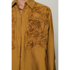 Camicia da Donna Tinta Unita con Elegante Ricamo a Rosa sul Davanti Collezione Design - Product Image 3