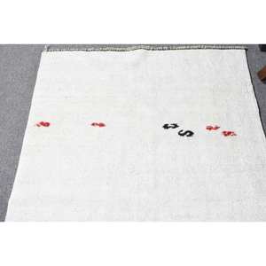 Tapis turc vintage moderne 2,6x8.9 pieds Tapis plat blanc en laine tissée Motif patchwork en latex pour les décorations de salon - Product Image 3