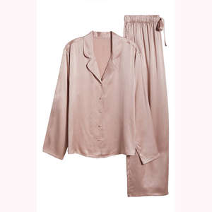 Ensemble de pyjama deux pièces 100 % soie pour femme, de haute qualité, respirant, avec chemise de nuit et chemise à manches longues – Vente en gros - Product Image 1