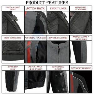 เสื้อแจ็คเก็ตมอเตอร์ไซค์ตาข่ายเกราะสีดำสำหรับผู้ชาย ใส่ได้ทุกฤดู น้ำหนักเบา ระบายอากาศได้ดี ชุดขี่มอเตอร์ไซค์ เสื้อโค้ทตาข่ายสีดำ-เทา - Product Image 2