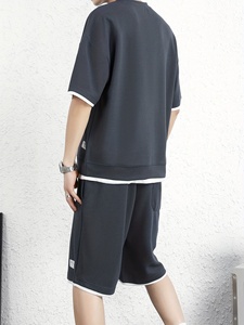 Conjunto de prendas de vestir exteriores de verano para hombre, ropa deportiva de dos piezas de nailon de secado rápido con logotipo personalizado, ropa informal transpirable, conjunto a juego de moda - Product Image 5