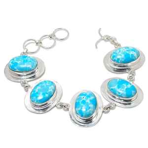 Natural Larimar <b>Bracelet</b> 925 <b>Sterling</b> <b>Silver</b> Handmade Chain Gemstone Jewelry Christmas Anniversary Gift - Product Image 6
