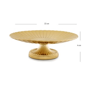 Tamaño personalizado y forma redonda de aluminio de color dorado con soporte de diseño simple Plato de oro y cuenco para servir - Product Image 3