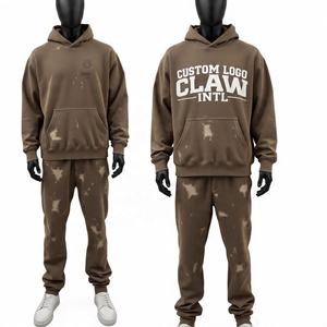 Personalizado 100% algodón en blanco de peso pesado holgado de lana chándal para hombres Sudadera con capucha y pantalones de chándal Jogger conjuntos de chándal fabricante - Product Image 6