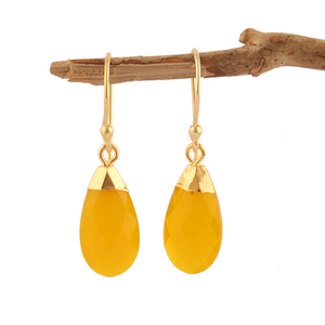 Bijoux tendance, boucles d'oreilles pendantes en forme de poire, quartz jaune, plaqué or 24k, crochet, goutte d'eau, jolies boucles d'oreilles d'anniversaire - Product Image 2