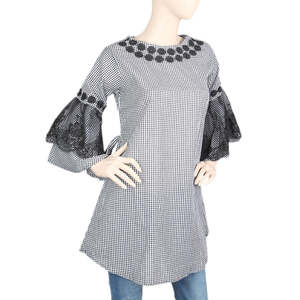 Kurti rayé pour femme - Noir - Product Image 1
