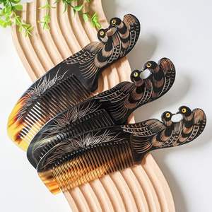 DRIVEN HORN BUFFALO PEIGNES DE VENTE EN GROS Peignes en corne antistatique naturels pour les cadeaux de vacances par l'artisanat en croissant - Product Image 4