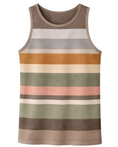Débardeur Homme Personnalisé Multicolore Rayé Col Rond Sans Manches Décontracté Été Tissu Doux Respirant Vêtement de Sport - Product Image 1
