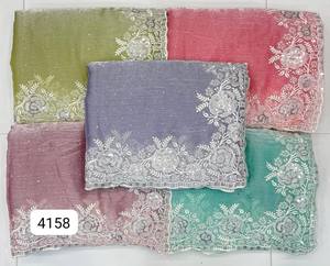 Sari en Georgette Douce et Élégante avec Broderies Lakhnavi Exquises – Tenue Ethnique Indienne et Pakistanaise pour Fêtes - Product Image 1