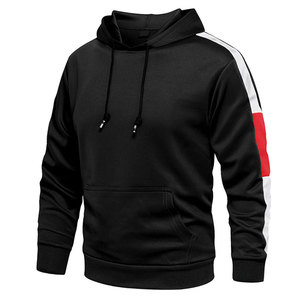 Sweat à capuche confortable en coton avec manches rayées pour homme, nouvelle collection 2023, couleur noire - Product Image 2