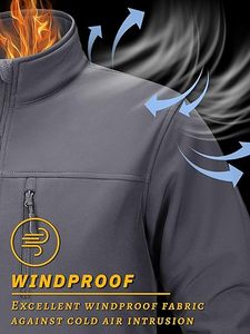 เสื้อกันลมกันลมกันหนาวสำหรับผู้ชายผ้าฟลีซกันน้ำมีซิประบายอากาศสำหรับเดินป่ากลางแจ้ง - Product Image 4
