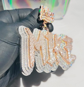 จี้ชุบโรสโกลด์สเตอริ่งสีโรสโกลด์ชื่อตัวอักษรสไตล์ฮิปฮอปตามสั่ง - Product Image 5