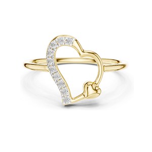 Anillo de Diamantes en Forma de Corazón, Oro de 18K, 14K, 10K y Plata 925, Oro Rosa/Amarillo/Blanco, Anillo de Compromiso para Mujer con Diamantes de 0.08ct - Product Image 3