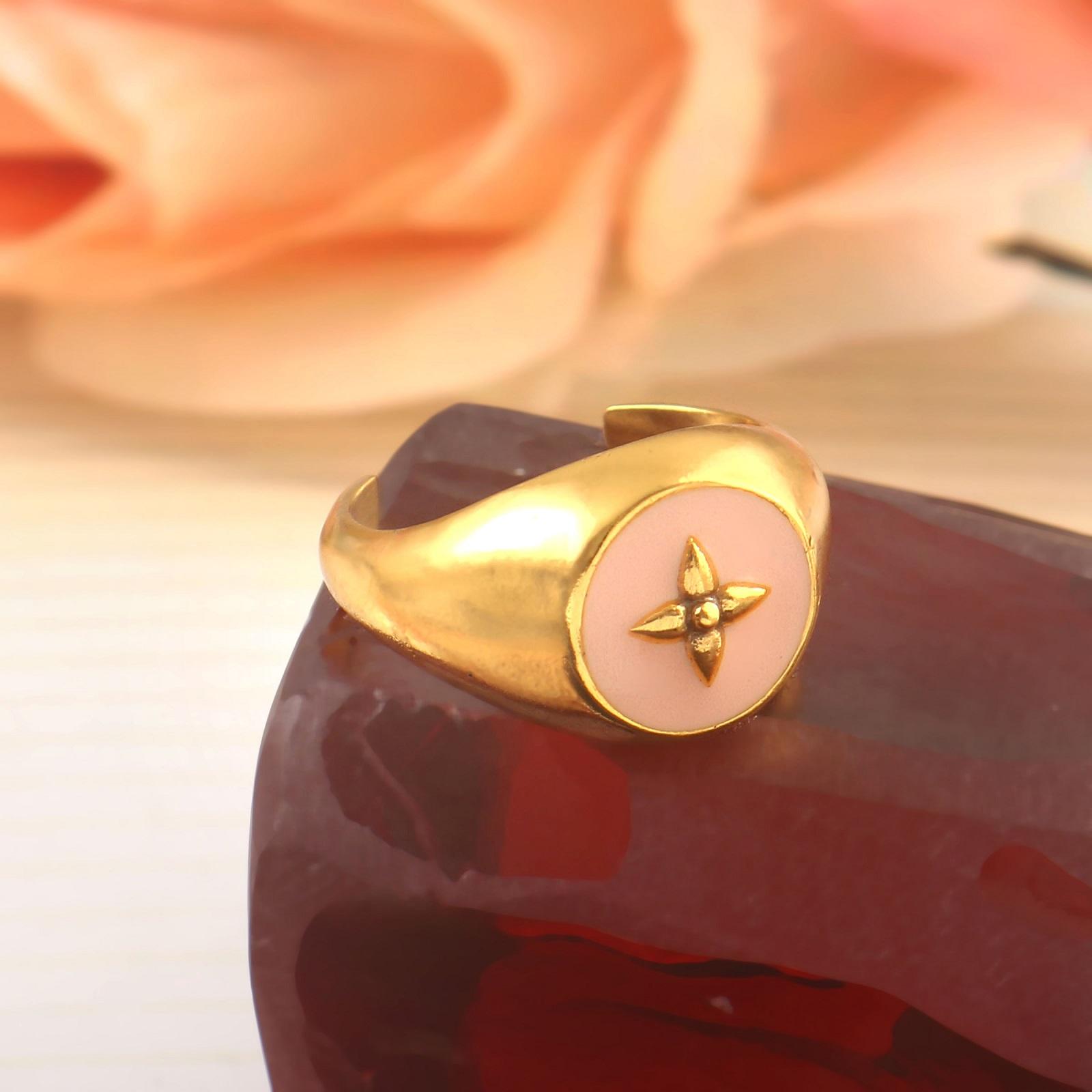 pink enamel cabochon ring base
