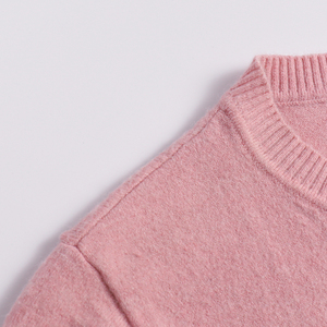 เสื้อยืดถักลายสำหรับผู้หญิงผ้าโพลีเอสเตอร์/ ผ้าฝ้ายสีชมพูไล่ระดับสีแบบลำลอง - Product Image 4