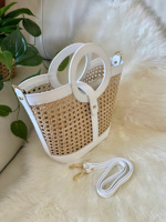 Sac paille de Vienne, cuir véritable fabriqué en Italie, sac seau, sac à main d'été, sac paille, sac en cuir italien, sac paille, rotin