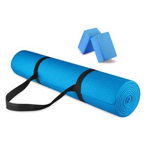 Tappetino per Esercizi Signature Fitness Multiuso ad Alta Densità Antistrappo, Spessore 10mm, Pieghevole, con Cinghia, Blu, in Cotone, Gomma Naturale e TPE - Product Image 1