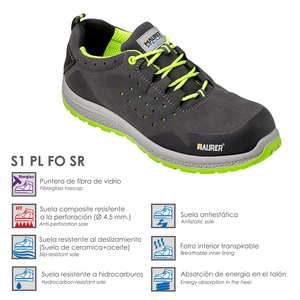 Scarpe Antinfortunistiche Maurer S1 Modello Resia Antiscivolo con Suola Resistente agli Idrocarburi Taglia 46 - Product Image 2