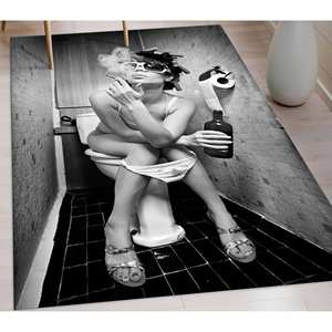 Tapis imprimé Chic Drinking Woman : Doux, antidérapant, décoration de bureau, tapis en chenille - Product Image 5