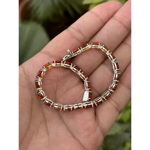 สร้อยข้อมือเทนนิสทรงวงรีประดับซิทรินเงินแท้ 925 เครื่องประดับทันสมัยและสง่างาม - Product Image 6