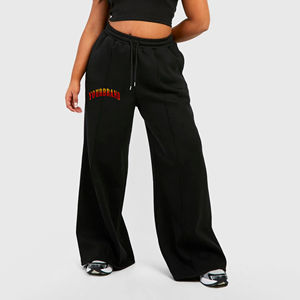 Pantalon de survêtement en éponge française de haute qualité surdimensionné coupe ample survêtement droit jambe large Baggy pantalon de survêtement évasé pour femmes - Product Image 1