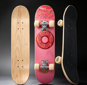 Skateboard complet 7 couches en érable du Nord-Est avec motif donut <span class=keywords><strong>pour</strong></span> enfants de 6 ans et plus, planche de 61 cm, largeur de 15 cm, roulements ABEC-3, trucks en aluminium - Product Image 2