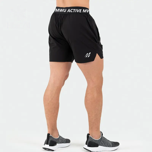 Shorts de sport pour hommes en polyester et nylon, respirants, à séchage rapide, à double couche, avec poche, imprimés sur mesure, grande taille, été, fitness, basketball - Product Image 5