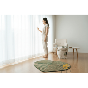 Alfombra Decorativa Tejida a Mano con Forma de Corazón de Yute Natural para Sala de Estar o Dormitorio, 80x50 cm, Decoración del Hogar - Product Image 2