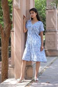 Robe indienne à imprimé floral en coton avec bloc à la main, tenue de fête d'été pour femmes, style boho, robe cadeau de mariée personnalisée en solde - Product Image 5