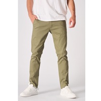 Celana Chino Pria Klasik Merk Custom, Kancing & Resleting, Bahan Tebal, Ukuran Besar, Potongan Lurus, 92% Katun 8% Spandex, Warna Khaki