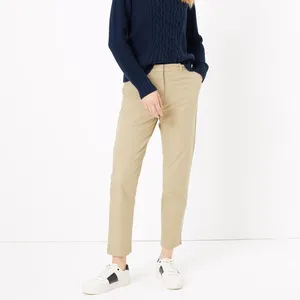 Celana Panjang Wanita Ukuran Plus 100% Katun Twill Lurus Polos Celana Chino Kualitas Terbaik Grosir OEM Blank Womens Streetwear