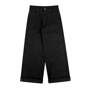 Jeans droits vintage surdimensionnés personnalisés, extensibles, écologiques, taille mi-haute, denim brut à ourlet brut, style streetwear, approvisionnement ODM - Product Image 5