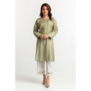 Camisa informal de corte holgado con cuello redondo y adornos de hilo teñido transpirable GLS-24-59 - Product Image 5