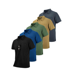 Chemises polo pour hommes à manches longues personnalisables pour le printemps/été, tissu jersey respirant avec motif uni à col montant - Product Image 1