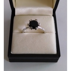 Shah Gems Women's Natural Black Spinel <b>Ring</b> 925 Sterling Silver <b>Dainty</b> Oval Cut IGI Certified Fine Fashion Men's <b>Ring</b> for Gift - Product Image 1