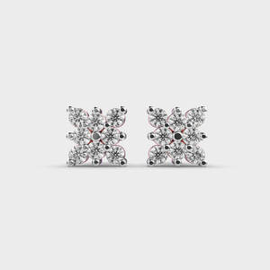 Pendientes de tuerca de diamante cultivado en laboratorio de corte redondo de 1,75 quilates de forma cuadrada para ocasiones nupciales y de boda - Product Image 1