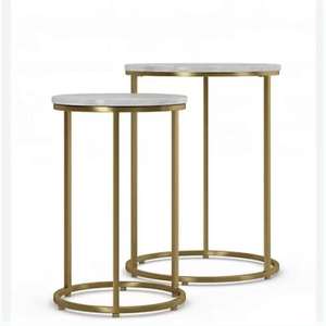 Table basse en bois moderne nordique Simple luxe Mini support en métal doré décoratif fait à la main léger en gros meubles de maison - Product Image 2