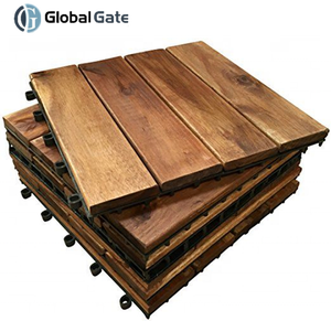 Azulejos de cubierta de madera dura de Acacia de estilo moderno de 30cm entrelazados antideslizantes para patio al aire libre, balcón, bañeras de hidromasaje con acabado liso - Product Image 1