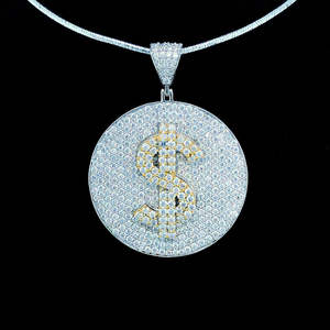 Pendentif rond en diamant Moissanite VVS Hip-Hop Bijoux Pendentif Cadeau de mariage pour homme en argent sterling 925 - Product Image 2