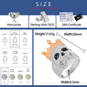 Anillo llamativo de moissanita con corte esmeralda para hombre, con incrustaciones de baguette en banda, de plata maciza, estilo HipHop, con diamantes de laboratorio, joyería de fiesta. - Product Image 5