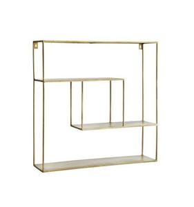 Plateau en bois de manguier en forme de triangle, supports muraux en métal, étagères murales finies cotées en or, design haut de gamme à un prix abordable - Product Image 4