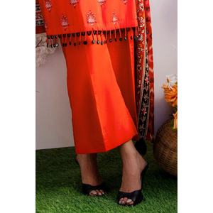 Conjunto de traje de tela estampada sin coser de 3 piezas rojo para mujer - Product Image 5